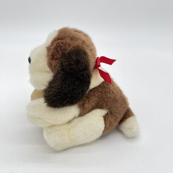 Vintage Small Russ Berrie Duke St Bernard Dog 5” Christmas Holiday Holly Barrel - Picture 4 of 10